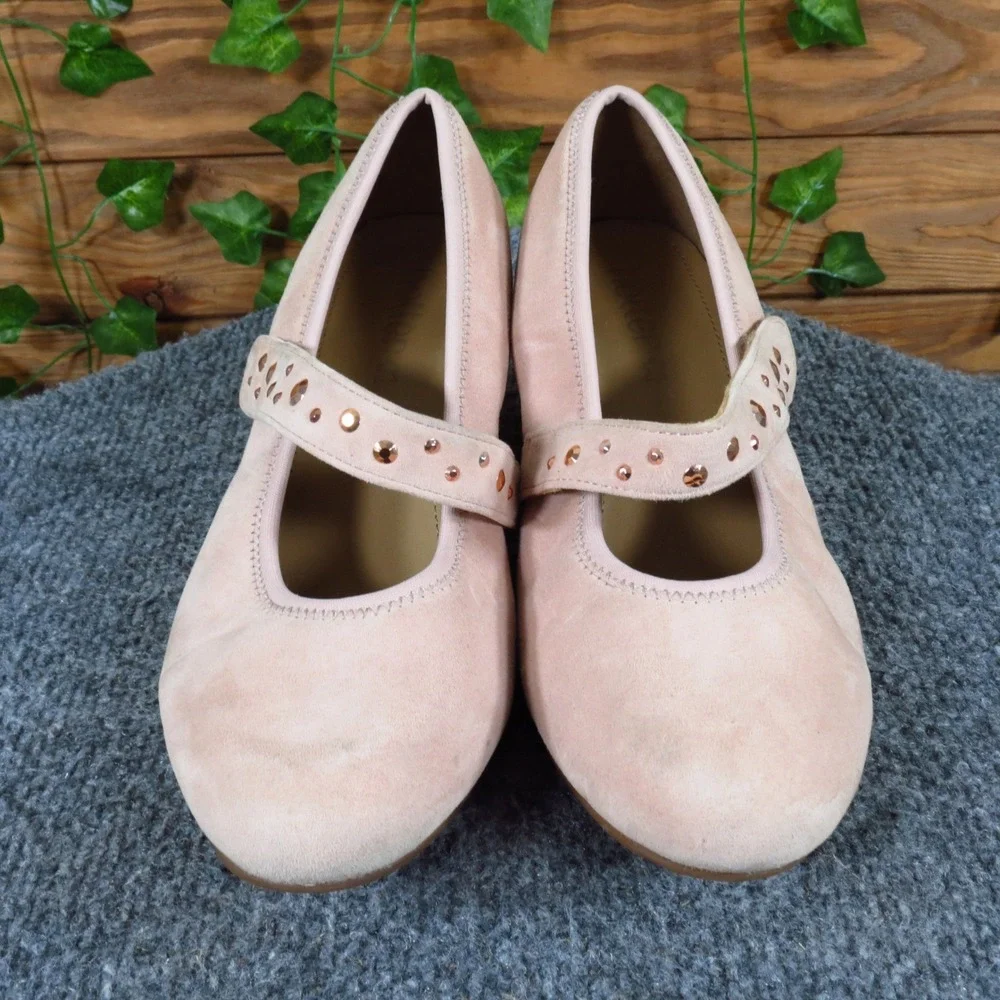 Hotter Charmaine Women Mary Jane Pumps Size 7‎ Comfort Dress Pink Suede Studded